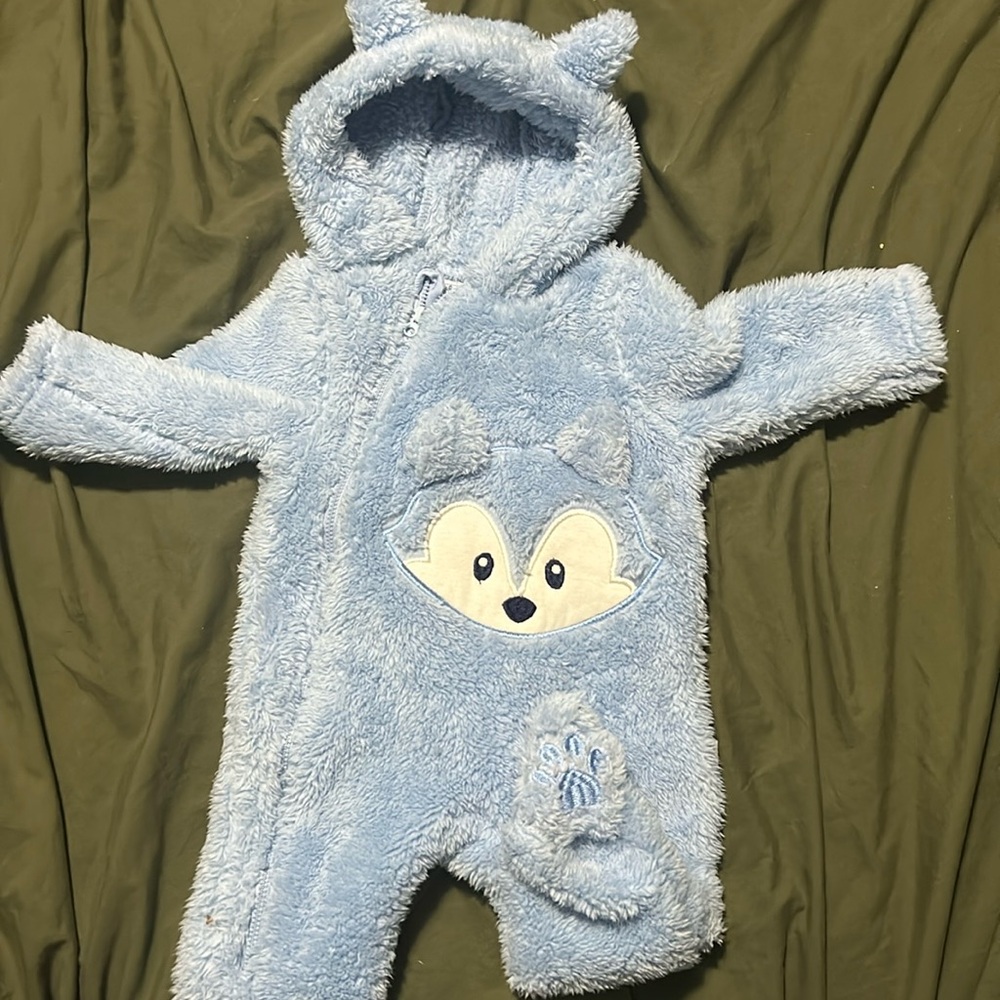 Little joy fleece hooded fox footed outfit